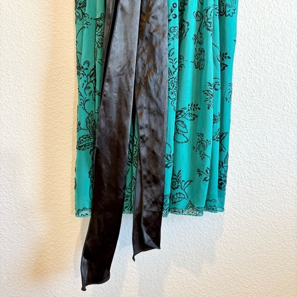 VTG Prom Dress Medium Mesh Velvet Babydoll Y2K Whimsigoth Floral Fairy Teal HOCO - Picture 10 of 11